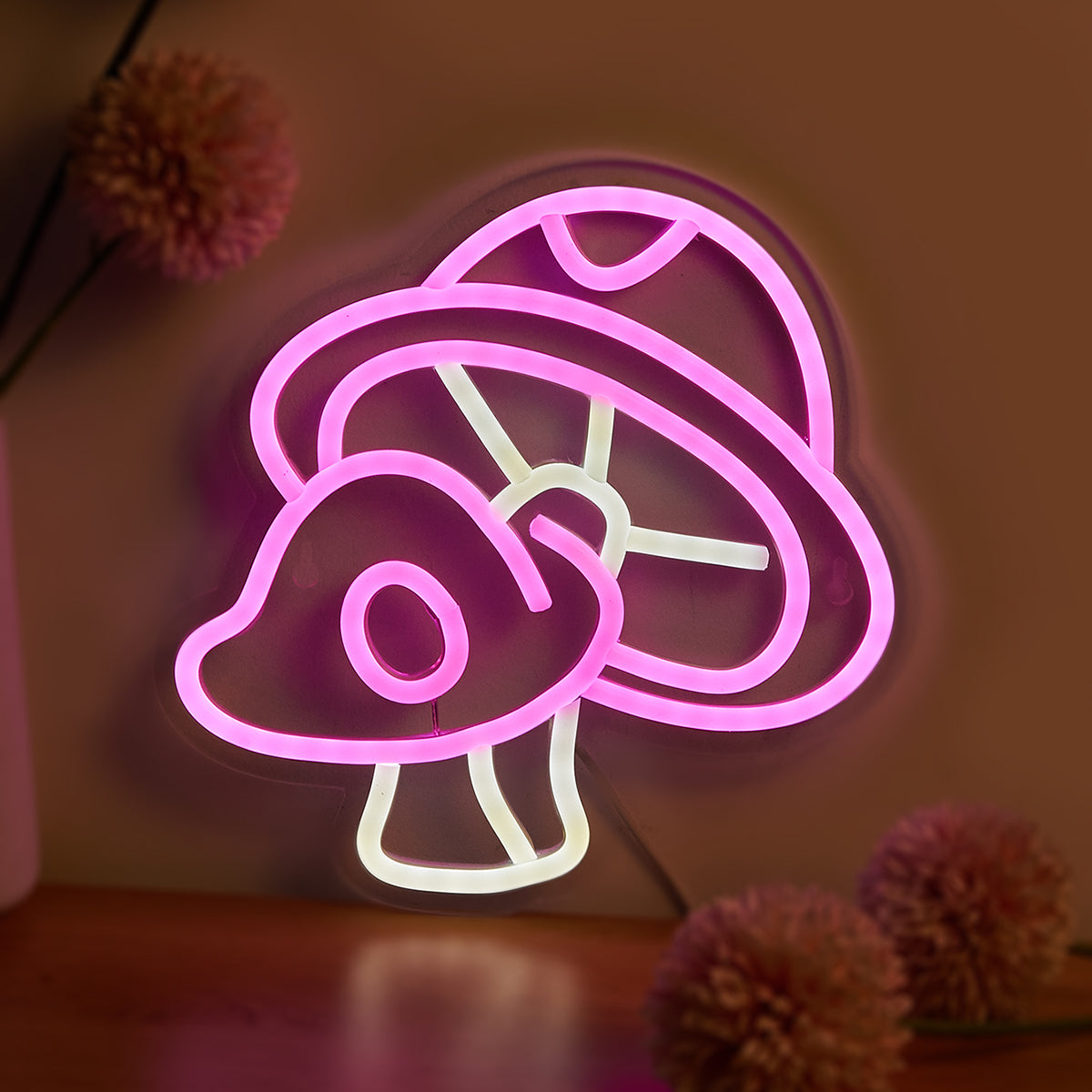 LED Neon Mushroom Cute Neon Sign, USB Powered Neon Signs Night Light, 3D Wall Art & Game room Bedroom Living Room party Decor lamp for Children Kids Girls Boys - aida3dworks