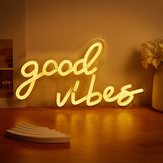 LED Neon Sign, Goodvibes Neon Sign Neon Signs, LED Neon Light For Bedroom USB Powered Game Room Wedding Birthday Party Living Room Wall decor Lamp Custom neon signs - aida3dworks