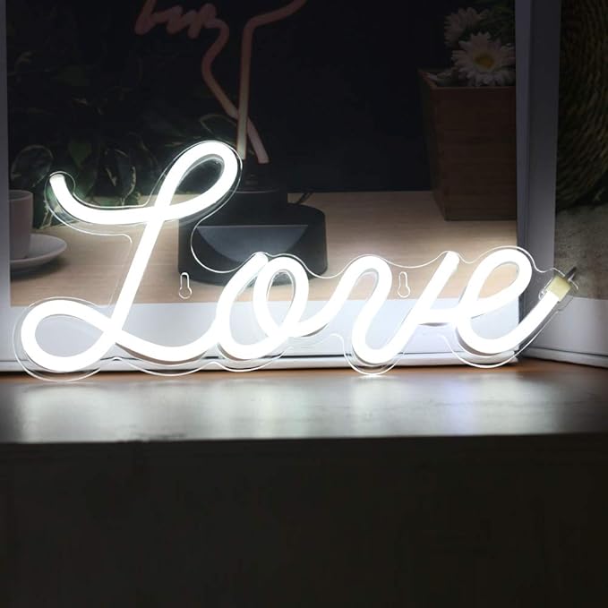 5V White Love LED Neon Sign Christmas Wedding Party Decoration Wall Lamp USB Powered Children Bedroom Night Light (love white) - aida3dworks