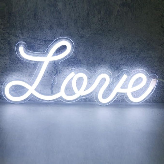 5V White Love LED Neon Sign Christmas Wedding Party Decoration Wall Lamp USB Powered Children Bedroom Night Light (love white) - aida3dworks