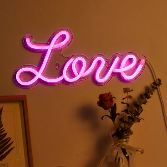 5V White Love LED Neon Sign Christmas Wedding Party Decoration Wall Lamp USB Powered Children Bedroom Night Light ( LOVE PINK) - aida3dworks