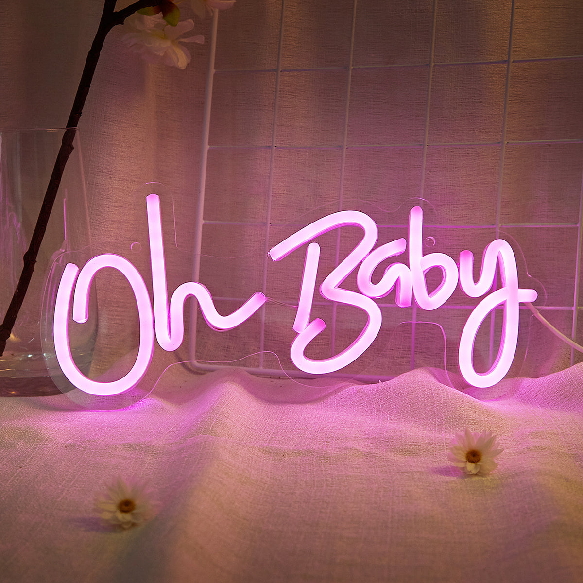 OH BABY LED Neon Sign, Warm White Neon Signs For Wall Decor, Neon Lights Sign Powered By 5V USB,Used For Bedroom, Party, Wedding, Living Room - aida3dworks