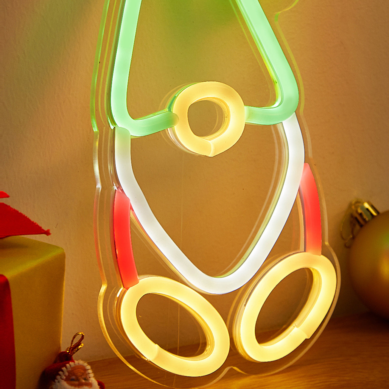 LED Neon Sign Christmas tree Cute Neon Sign, USB Powered Neon Signs Night Light, 3D Wall Art & Game room Bedroom Living Room Christmas Decor lamp for Children Kids Girl (Gingerbread Man) - aida3dworks