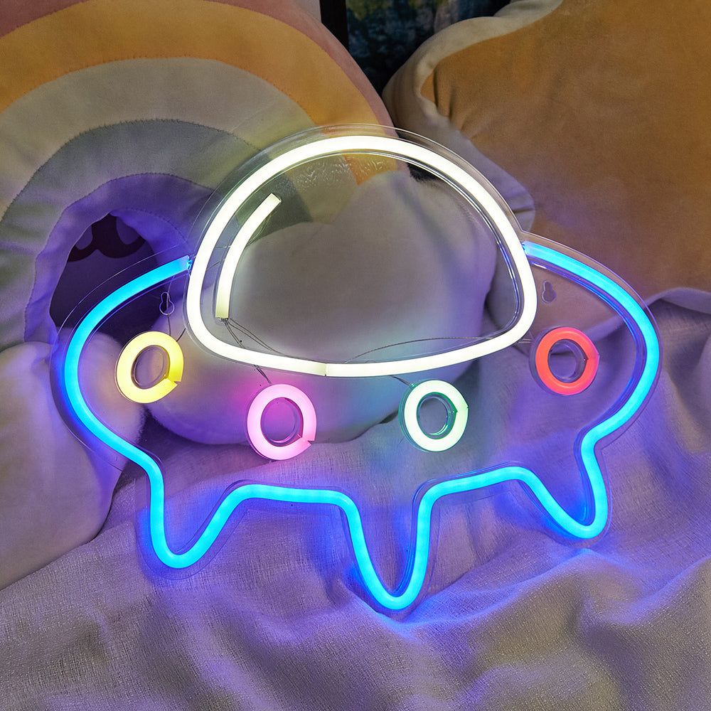 LED Neon Sign UFO Neon Light For Wall Decor Cute Spaceship Alien Shaped Neon Lights neon sculpture Mushroom Neon Light Neon Lamp 32cm x 23cm x 12c Neon Sign (UFO Neon Sign) - aida3dworks