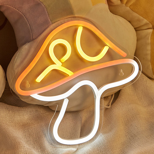 LED Neon Mushroom Cute Neon Sign, USB Powered Neon Signs Night Light, 3D Wall Art & Game room Bedroom Living Room party Decor lamp for Children Kids Girls Boys - aida3dworks