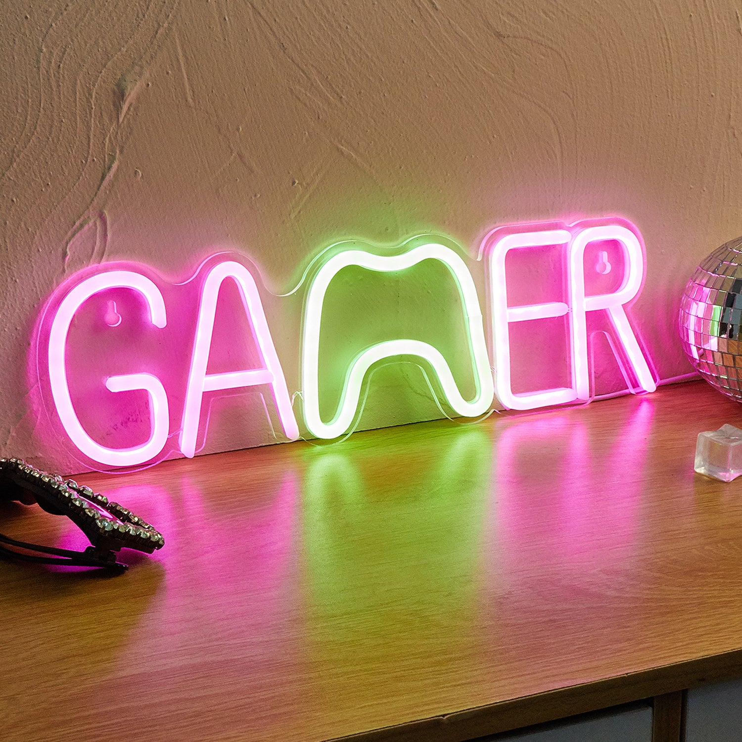 Gamer LED Neon Sign Cute Neon Lights for Room USB Powered Wall Mounted Neon Signs For Bedroom, 3D Wall Art & Game room Living Room Decorative Lighting Gift - aida3dworks