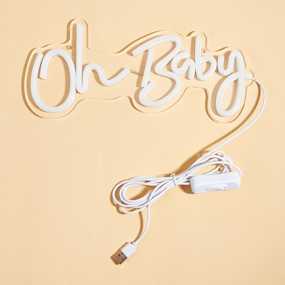 OH BABY LED Neon Sign, Warm White Neon Signs For Wall Decor, Neon Lights Sign Powered By 5V USB,Used For Bedroom, Party, Wedding, Living Room - aida3dworks