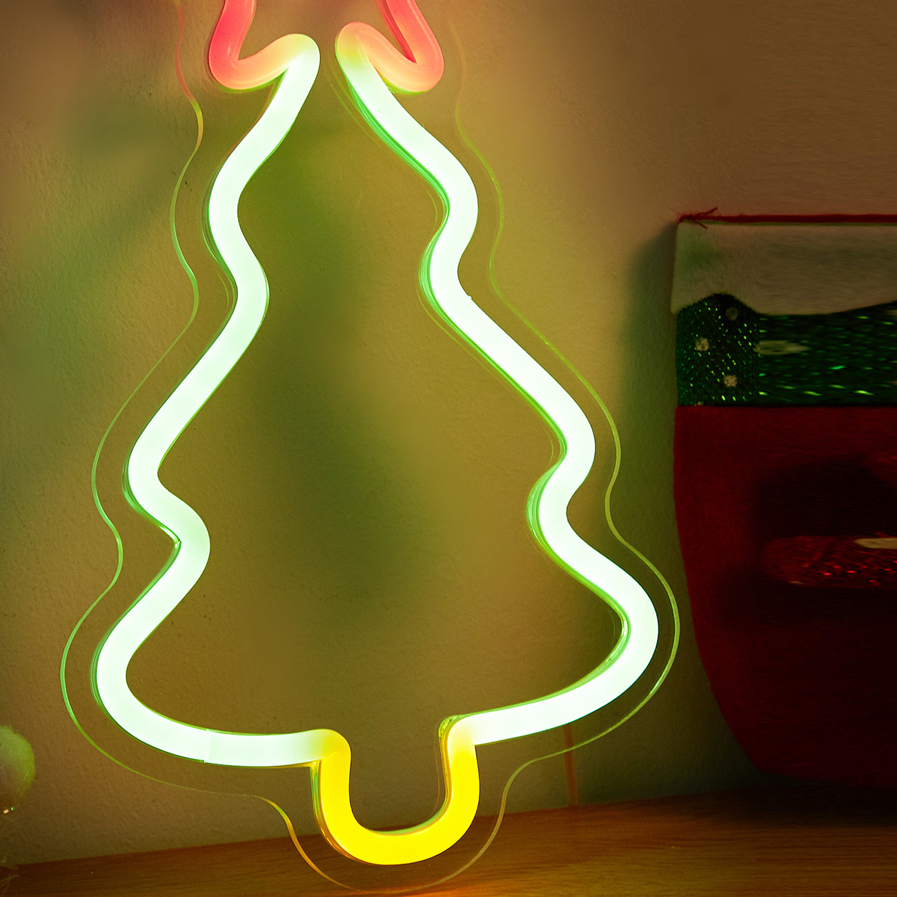 LED Neon Sign Christmas tree Cute Neon Sign, USB Powered Neon Signs Night Light, 3D Wall Art & Game room Bedroom Living Room Christmas Decor lamp for Children Kids Girl (Christmas tree) - aida3dworks