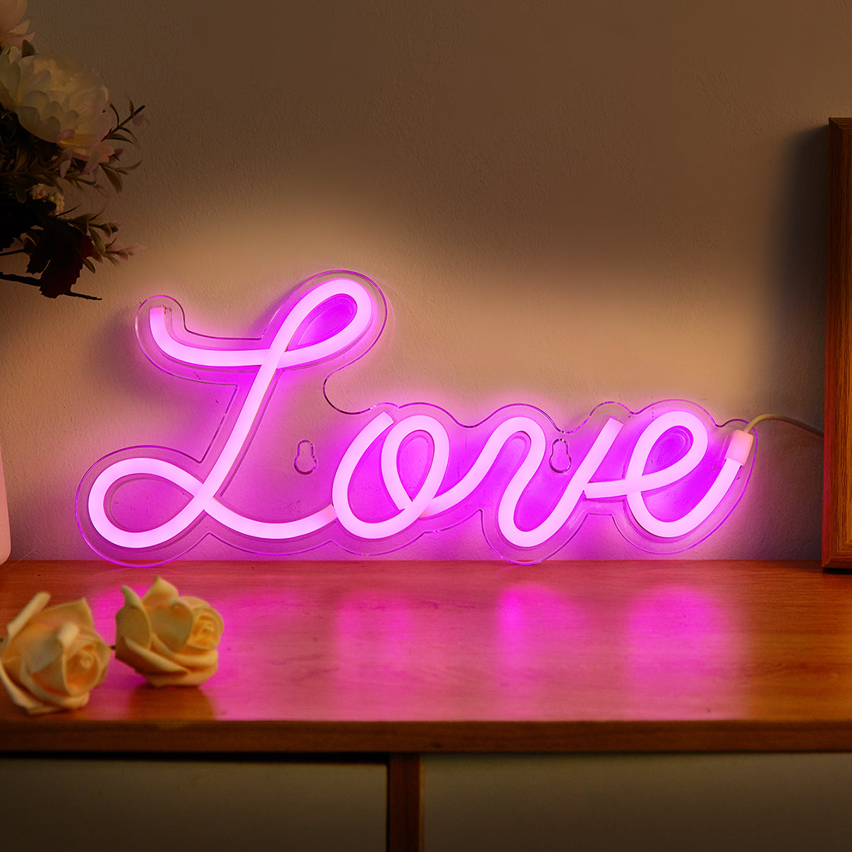 5V White Love LED Neon Sign Christmas Wedding Party Decoration Wall Lamp USB Powered Children Bedroom Night Light ( LOVE PINK) - aida3dworks