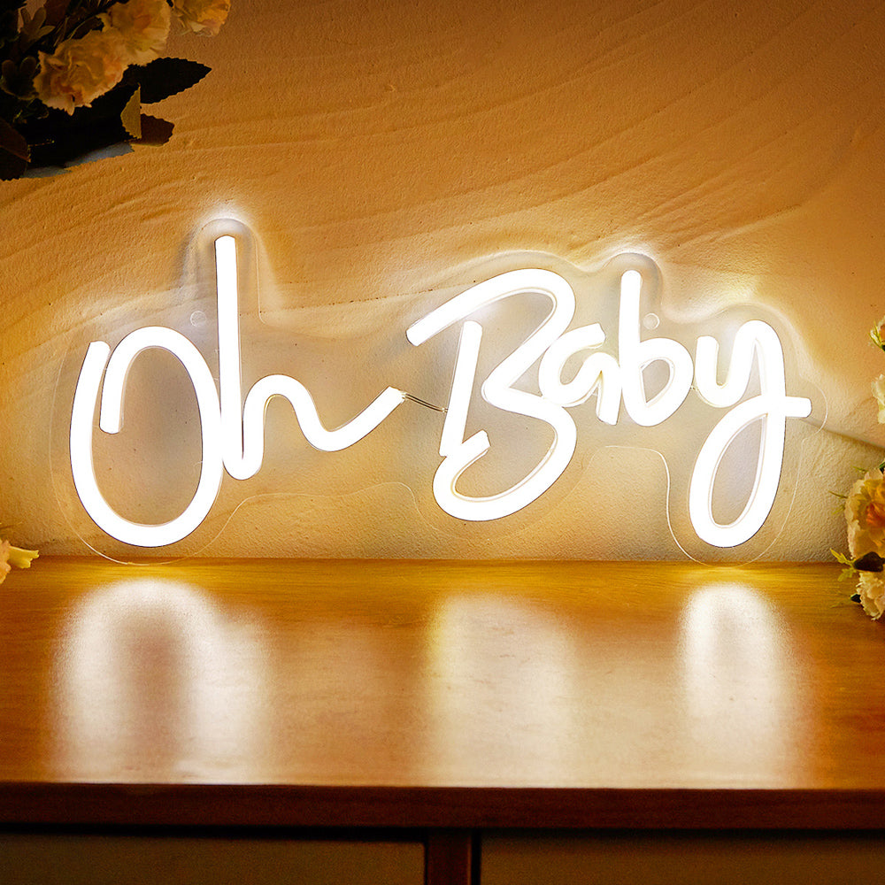 OH BABY LED Neon Sign, Warm White Neon Signs For Wall Decor, Neon Lights Sign Powered By 5V USB,Used For Bedroom, Party, Wedding, Living Room - aida3dworks