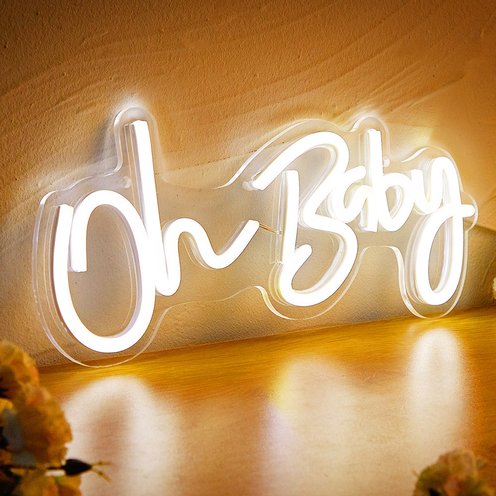 OH BABY LED Neon Sign, Warm White Neon Signs For Wall Decor, Neon Lights Sign Powered By 5V USB,Used For Bedroom, Party, Wedding, Living Room - aida3dworks