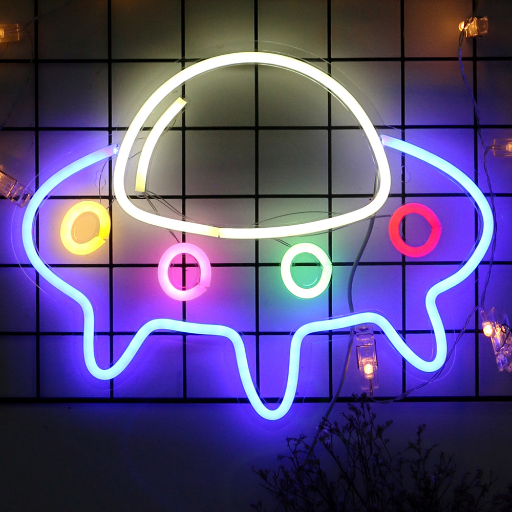 LED Neon Sign UFO Neon Light For Wall Decor Cute Spaceship Alien Shaped Neon Lights neon sculpture Mushroom Neon Light Neon Lamp 32cm x 23cm x 12c Neon Sign (UFO Neon Sign) - aida3dworks