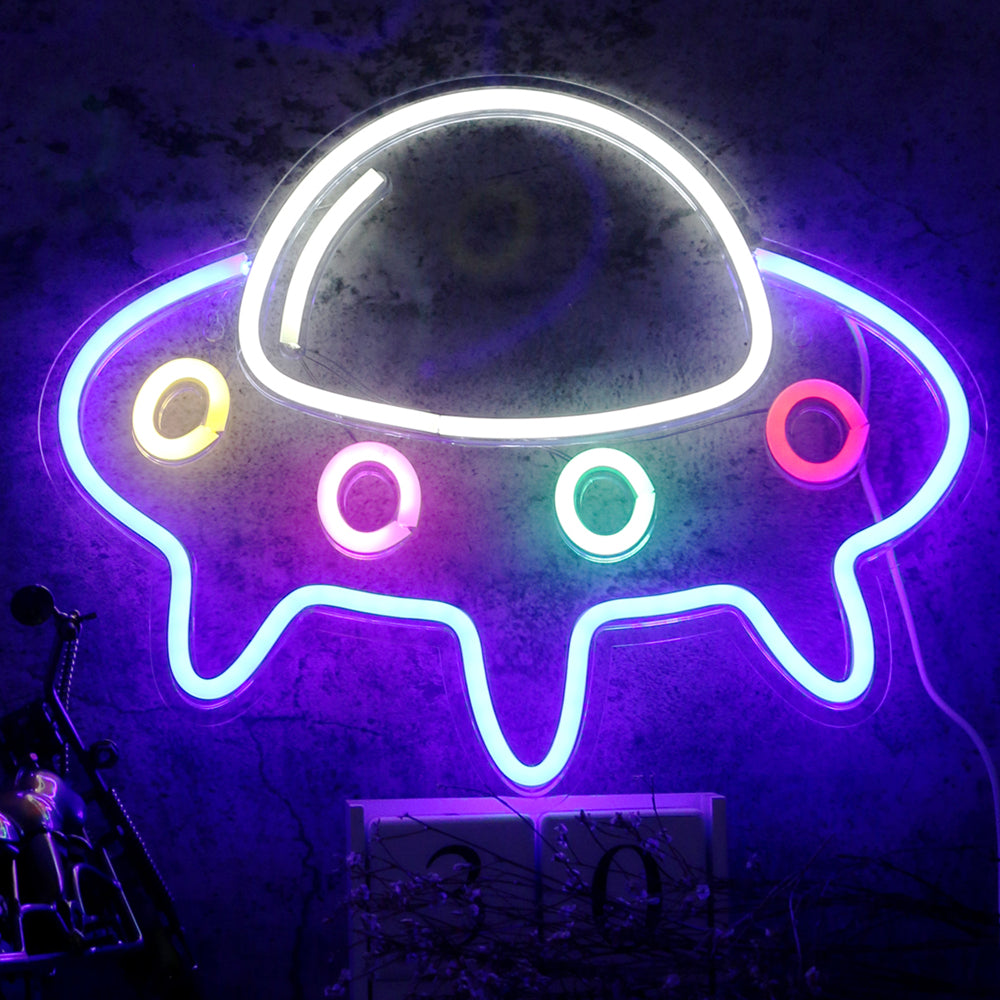 LED Neon Sign UFO Neon Light For Wall Decor Cute Spaceship Alien Shaped Neon Lights neon sculpture Mushroom Neon Light Neon Lamp 32cm x 23cm x 12c Neon Sign (UFO Neon Sign) - aida3dworks